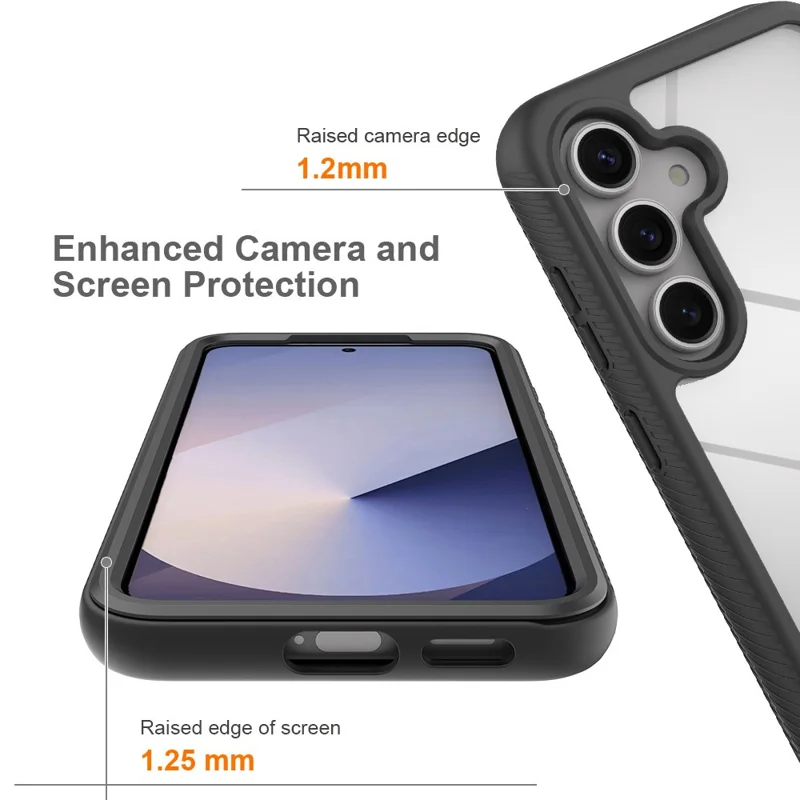 For Samsung Galaxy A57 5G Clear Case PC + TPU Phone Back Cover with PET Screen Film - Black