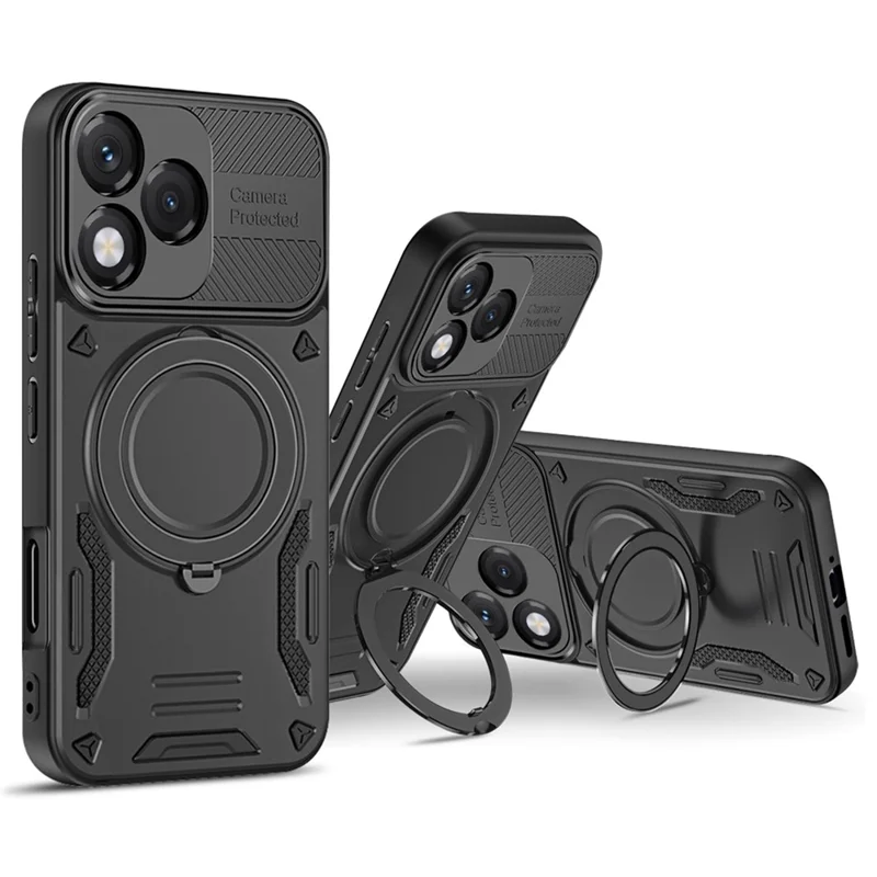 Coque magnétique pour Honor 400 Lite 5G, coque arrière antichoc en TPU + PC avec support pivotant - Noir