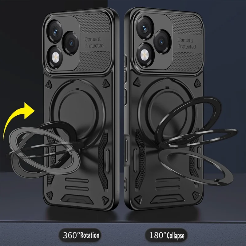 Coque magnétique pour Honor 400 Lite 5G, coque arrière antichoc en TPU + PC avec support pivotant - Noir