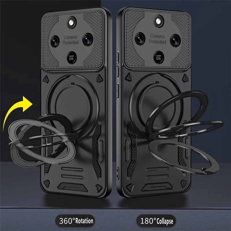 Magnetic Case For Honor X9d 5G  /  X7 Shockproof TPU + PC Phone Back Cover with Kickstand - Black