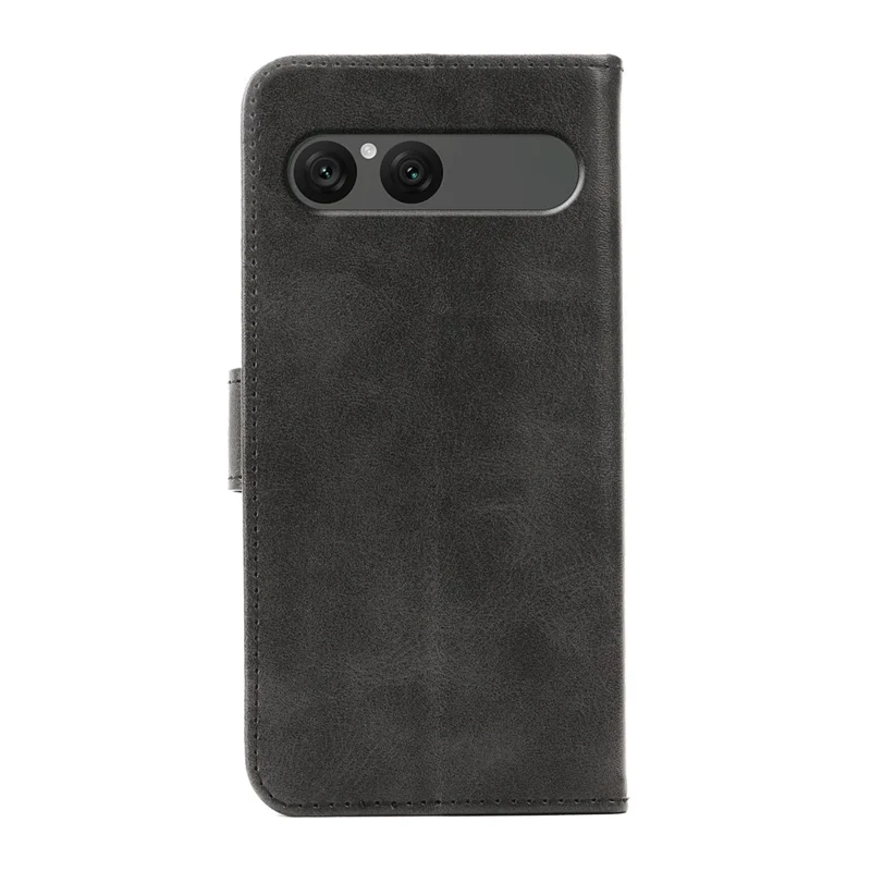 Funda para Sony Xperia 10 VII con cartera, soporte y cierre magnético, carcasa de cuero con textura de ternera - Negro