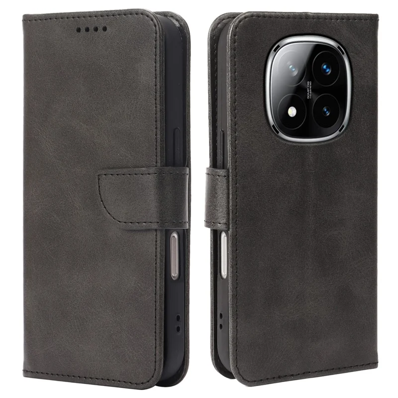 Coque pour Xiaomi Redmi Note 14 Pro 5G / Poco X7 5G, étui portefeuille avec support, fermeture magnétique, cuir texturé veau, noir