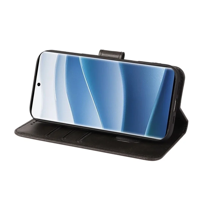 Coque pour Xiaomi Redmi Note 14 Pro 5G / Poco X7 5G, étui portefeuille avec support, fermeture magnétique, cuir texturé veau, noir