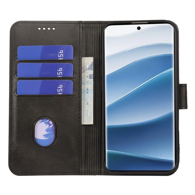 Cover per Xiaomi Redmi Note 14 Pro+ 5G con Portafoglio, Supporto, Chiusura Magnetica, Pelle Effetto Calf, Nero