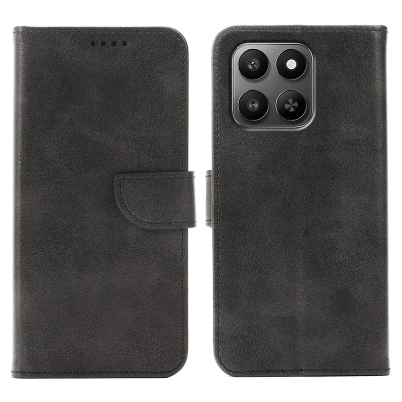 Telefoonhoesje voor Honor 400 Smart 5G / 400 Smart 4G / X7d 4G / X7d 5G Wallet Stand met Magnetische Sluiting Kalfsleren Hoesje - Zwart