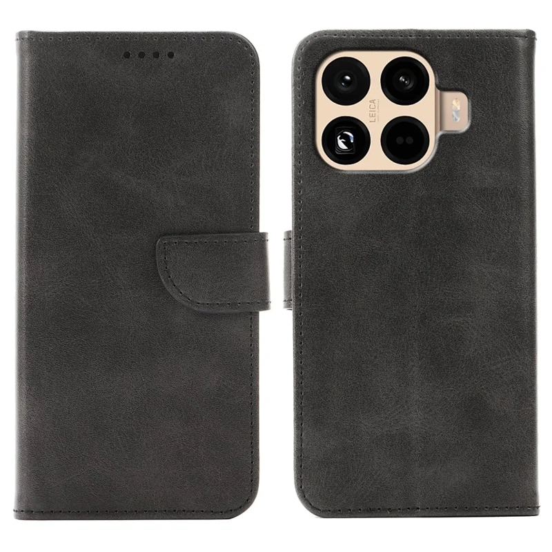 Xiaomi 15T Pro hoesje met portemonnee, stand, magnetische sluiting en kalfsleder-achtig lederen telefoonhoes - Zwart