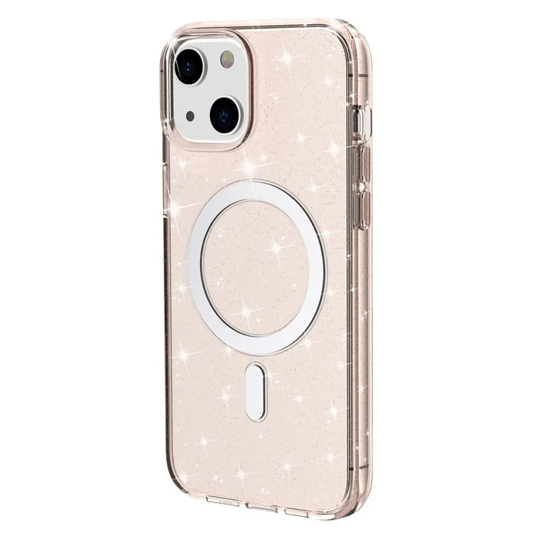 Para Iphone 14 Cubierta Protectora Transparente Tpu Magnética TPU+PC Teléfono pc Estuche Anti-scratch Compatible Con Magsafe Charger - Oro