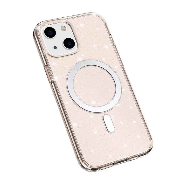 Para Iphone 14 Cubierta Protectora Transparente Tpu Magnética TPU+PC Teléfono pc Estuche Anti-scratch Compatible Con Magsafe Charger - Oro