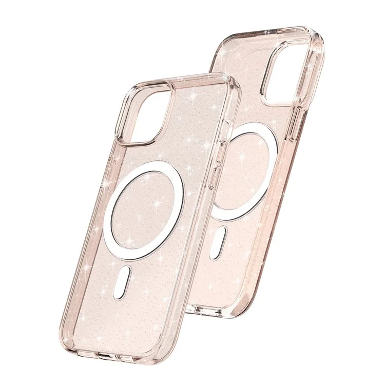 Para Iphone 14 Cubierta Protectora Transparente Tpu Magnética TPU+PC Teléfono pc Estuche Anti-scratch Compatible Con Magsafe Charger - Oro
