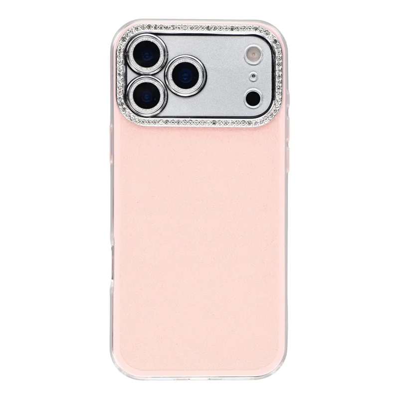 For iPhone 17 Pro Case IMD Glitter Acrylic + TPU Phone Cover with Rhinestones Acrylic Camera Lens Protector - Pink