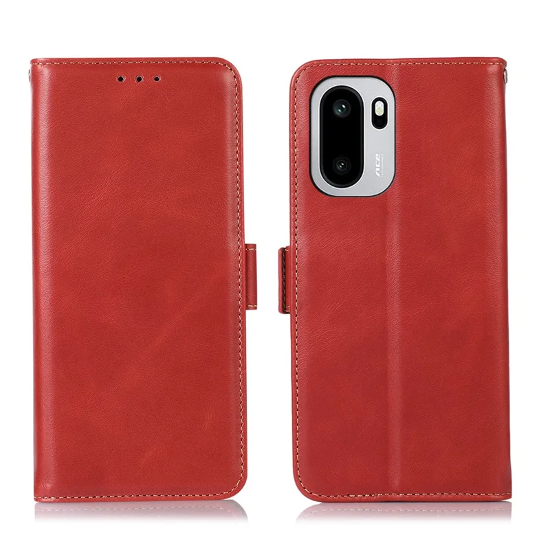 For OnePlus 15R 5G / Ace 6T 5G / Ace 6 5G Case RFID Blocking Genuine Cow Leather Wallet Phone Cover - Red