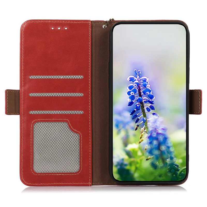 For OnePlus 15R 5G / Ace 6T 5G / Ace 6 5G Case RFID Blocking Genuine Cow Leather Wallet Phone Cover - Red