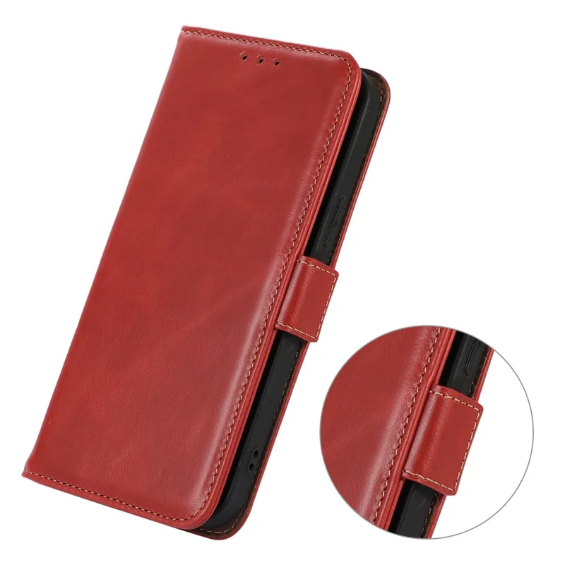 For OnePlus 15R 5G / Ace 6T 5G / Ace 6 5G Case RFID Blocking Genuine Cow Leather Wallet Phone Cover - Red