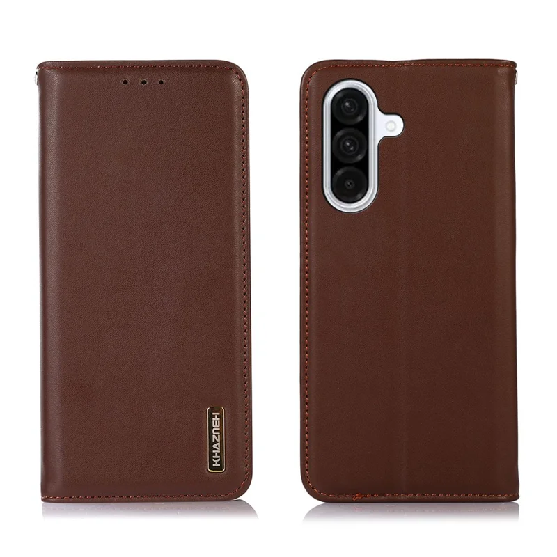 KHAZNEH For Samsung Galaxy A57 5G Case Wallet Genuine Cow Leather Phone Cover Nappa Texture - Brown