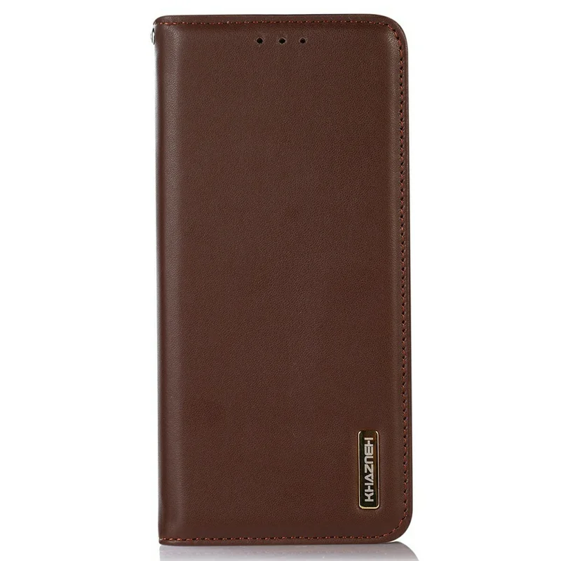 KHAZNEH For Samsung Galaxy A57 5G Case Wallet Genuine Cow Leather Phone Cover Nappa Texture - Brown