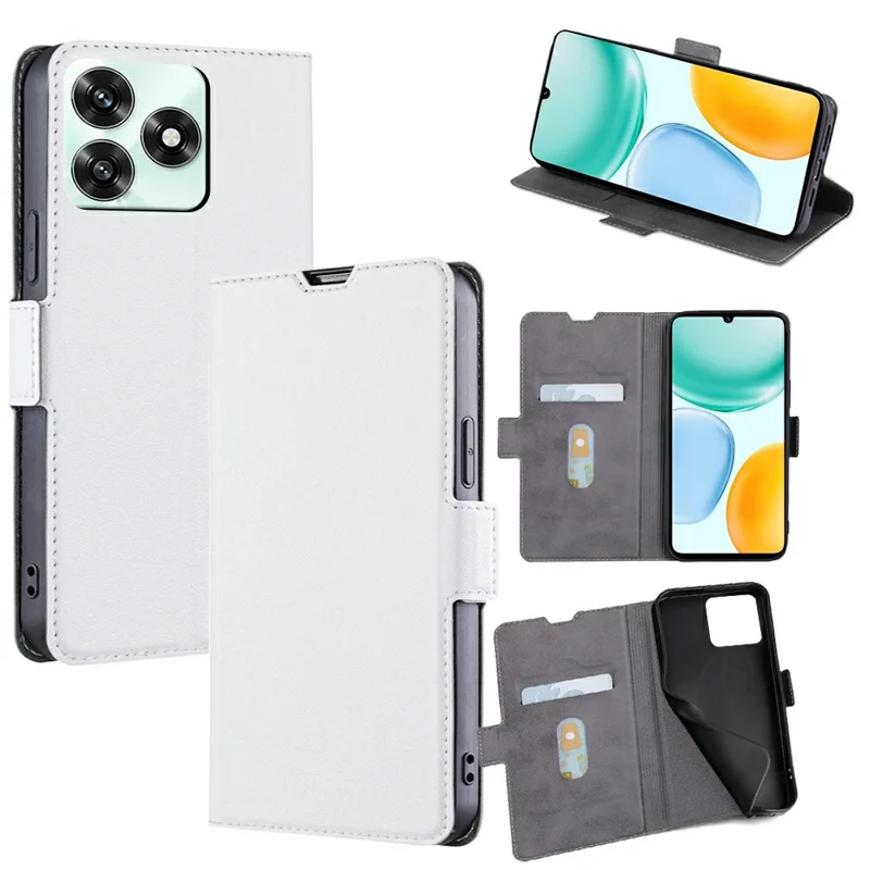 For Honor X5c 4G Case Card Holder PU Leather Phone Cover - White