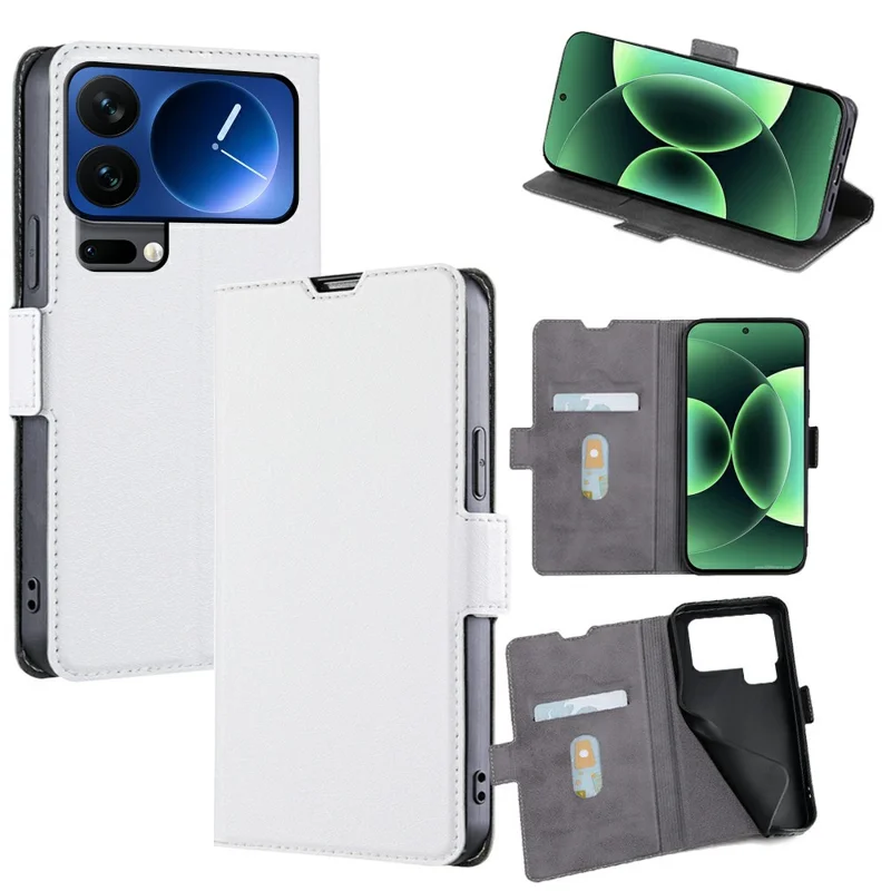 For Xiaomi 17 Pro Case Card Holder PU Leather Phone Cover - White