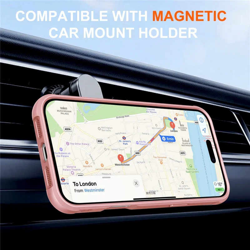 For iPhone 16 Pro Max Case Compatible with MagSafe Kickstand TPU PC Shockproof Phone Back Cover - Pink