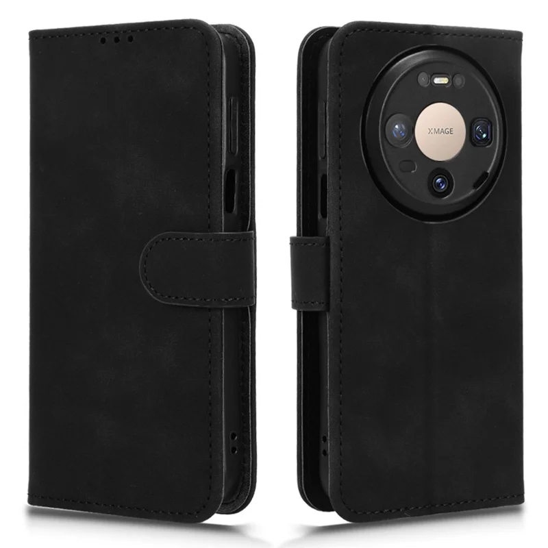 For Huawei Mate 80  /  Mate 80 Pro Leather Case Skin Feel Anti Drop Wallet Stand Flip Phone Cover - Black