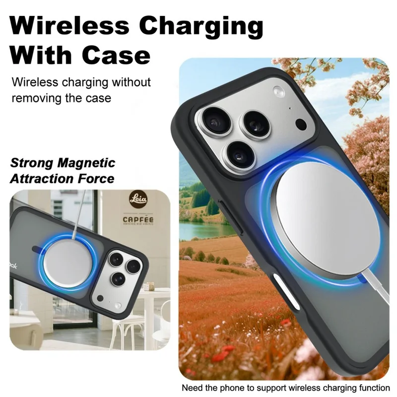 IMAK UX-9C Series For iPhone 17 Pro Magnetic Case TPU + PC Protective Phone Cover - Black