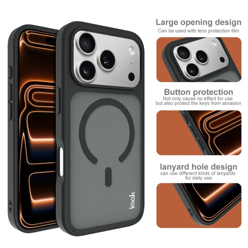IMAK For iPhone 17 Pro Max Magnetic Case TPU + PC Protective Phone Cover - Black