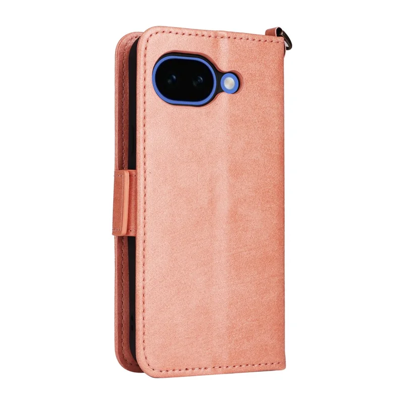 For Google Pixel 10a Leather Case Magnetic Closure Wallet Stand Phone Cover with Crossbody Strap - Pink