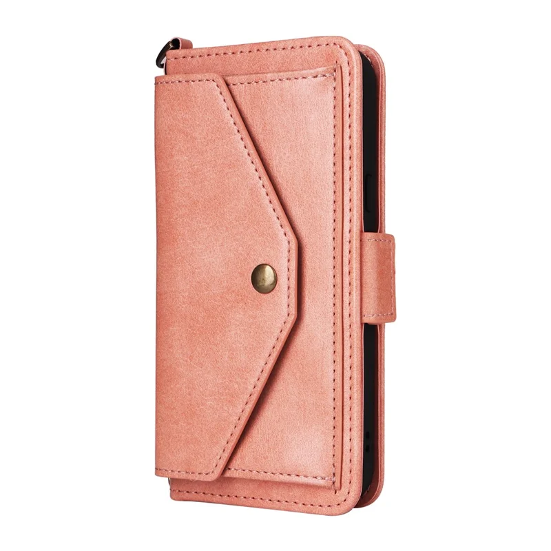 For Google Pixel 10a Leather Case Magnetic Closure Wallet Stand Phone Cover with Crossbody Strap - Pink