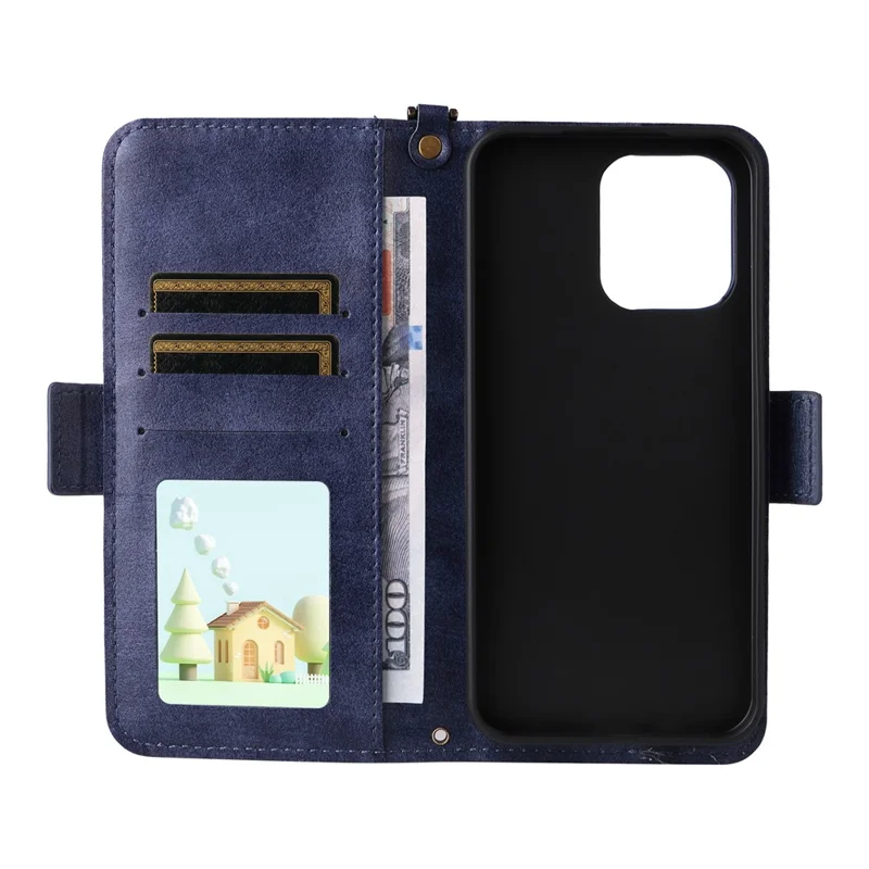 Étui en cuir pour Oppo F31 5G / A6 Pro 5G / 4G, étui portefeuille avec fermeture magnétique, support, sangle bandoulière - Bleu