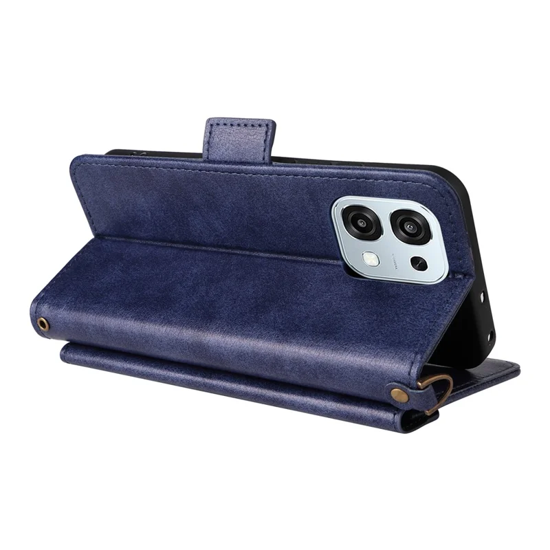 Étui en cuir pour Oppo F31 5G / A6 Pro 5G / 4G, étui portefeuille avec fermeture magnétique, support, sangle bandoulière - Bleu