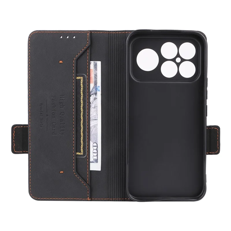 Voor Xiaomi Redmi K90 Pro Max 5G / Poco F8 Ultra Hoesje Leer Portemonnee Flip Hoesje met Hardware Decor - Zwart