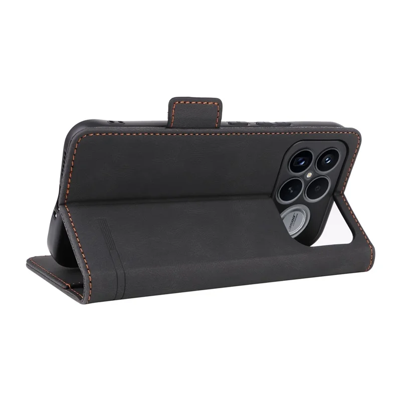 Voor Xiaomi Redmi K90 Pro Max 5G / Poco F8 Ultra Hoesje Leer Portemonnee Flip Hoesje met Hardware Decor - Zwart