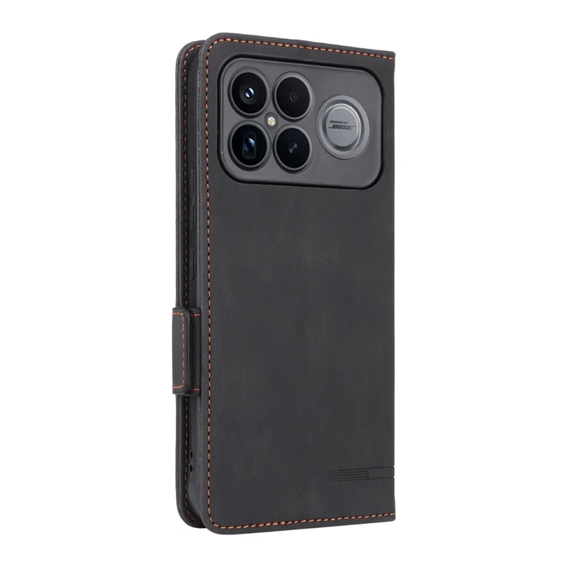 Voor Xiaomi Redmi K90 Pro Max 5G / Poco F8 Ultra Hoesje Leer Portemonnee Flip Hoesje met Hardware Decor - Zwart
