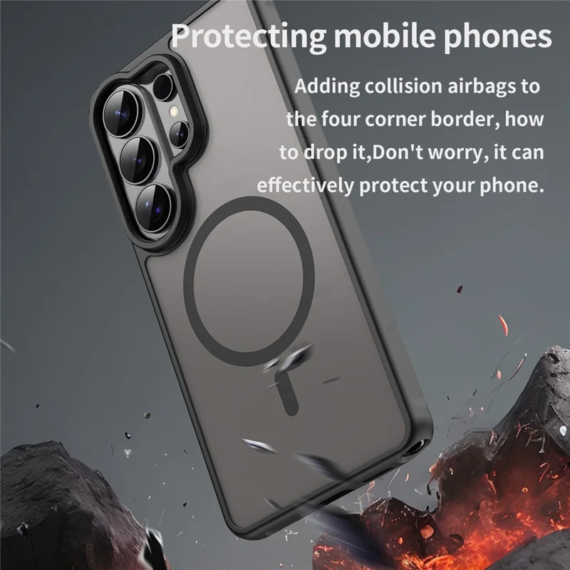 For Samsung Galaxy S26 Ultra Magnetic Case Anti Drop PC + TPU Phone Cover - Black