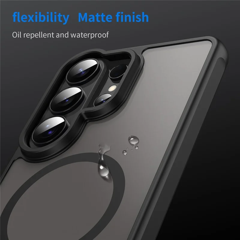 For Samsung Galaxy S26 Ultra Magnetic Case Anti Drop PC + TPU Phone Cover - Black