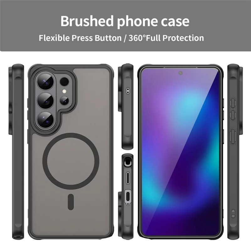 For Samsung Galaxy S26 Ultra Magnetic Case Anti Drop PC + TPU Phone Cover - Black