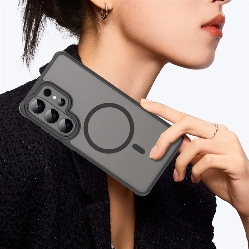 For Samsung Galaxy S26 Ultra Magnetic Case Anti Drop PC + TPU Phone Cover - Black