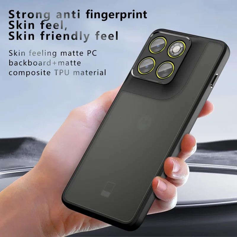 For Motorola Edge 70 5G Case Skin-Touch TPU + PC Matte Phone Back Cover, Transparent Black