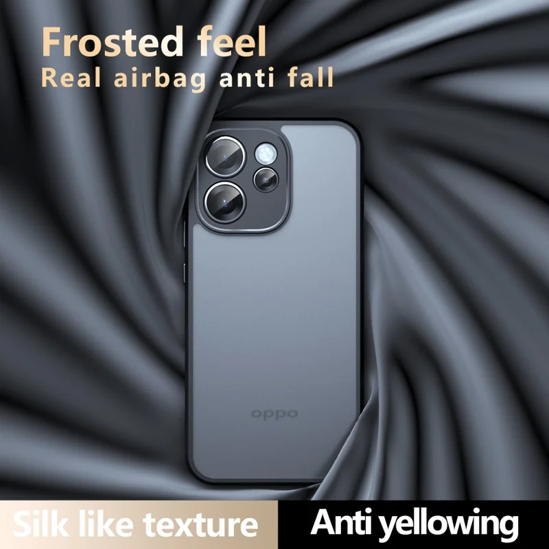 غطاء لهاتف Oppo Reno15 5G من مادة TPU + PC بنهاية ماتية بلمسة ناعمة، أسود شفاف