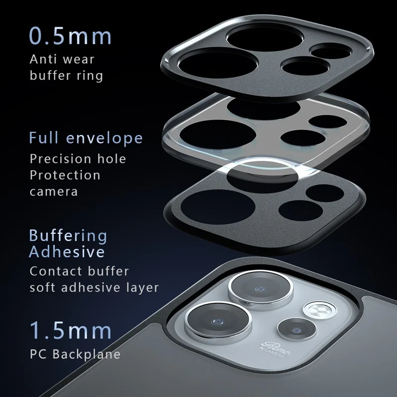 غطاء لهاتف Oppo Reno15 Pro 5G من مادة TPU + PC بلمسة ناعمة، غطاء شفاف أسود غير لامع