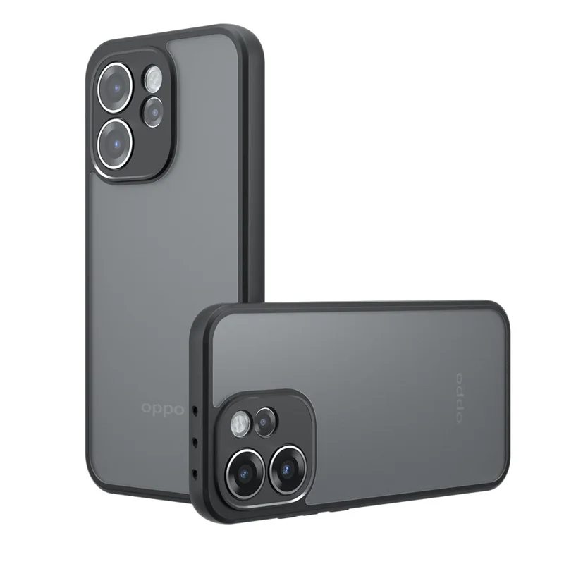 غطاء لهاتف Oppo Reno15 Pro 5G من مادة TPU + PC بلمسة ناعمة، غطاء شفاف أسود غير لامع