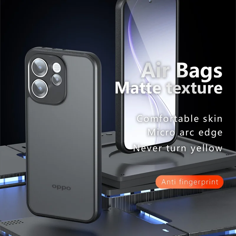 غطاء لهاتف Oppo Reno15 Pro 5G من مادة TPU + PC بلمسة ناعمة، غطاء شفاف أسود غير لامع