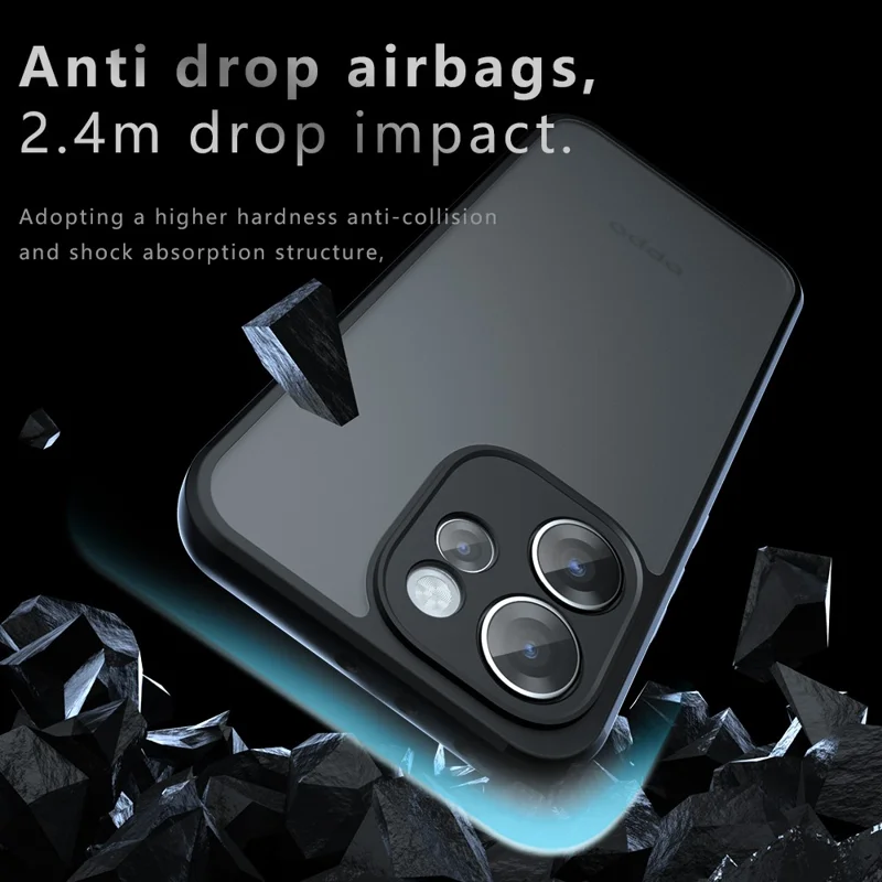 غطاء لهاتف Oppo Reno15 Pro 5G من مادة TPU + PC بلمسة ناعمة، غطاء شفاف أسود غير لامع