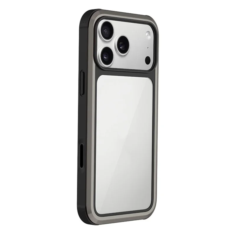KZDOO pour iPhone 17 Pro Coque Antichoc Châssis en TPU+PC+Métal ARES Housse avec Bouton Al Touch - Gris Titane