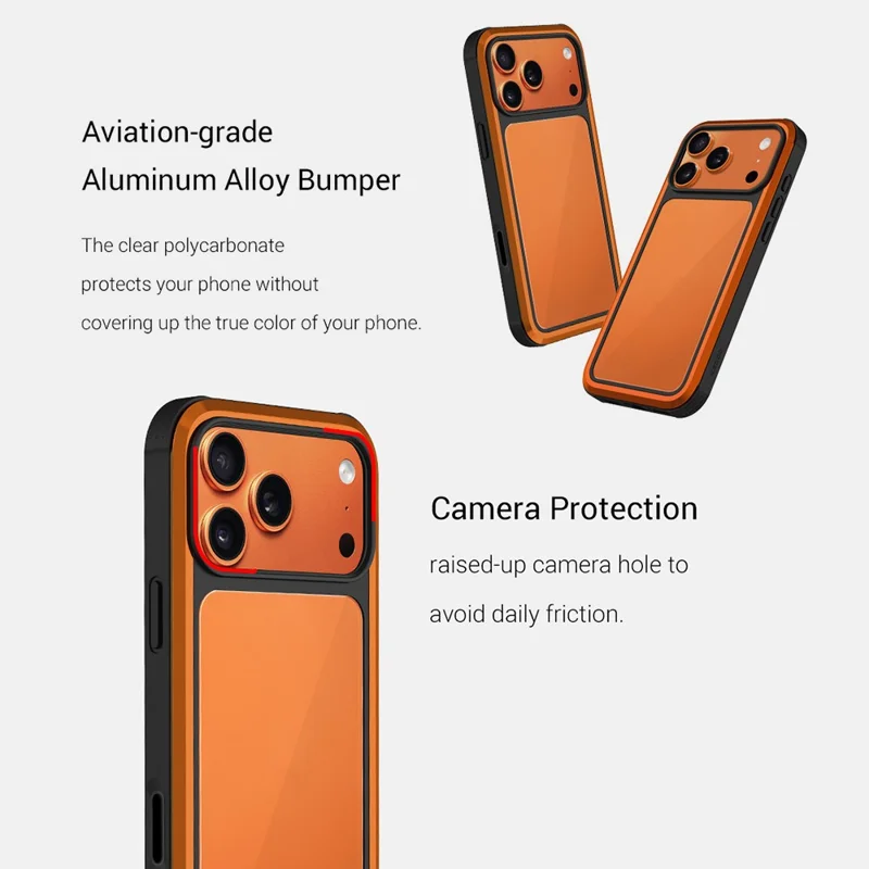 KZDOO pour iPhone 17 Pro Coque Antichoc Châssis en TPU+PC+Métal ARES Housse avec Bouton Al Touch - Gris Titane