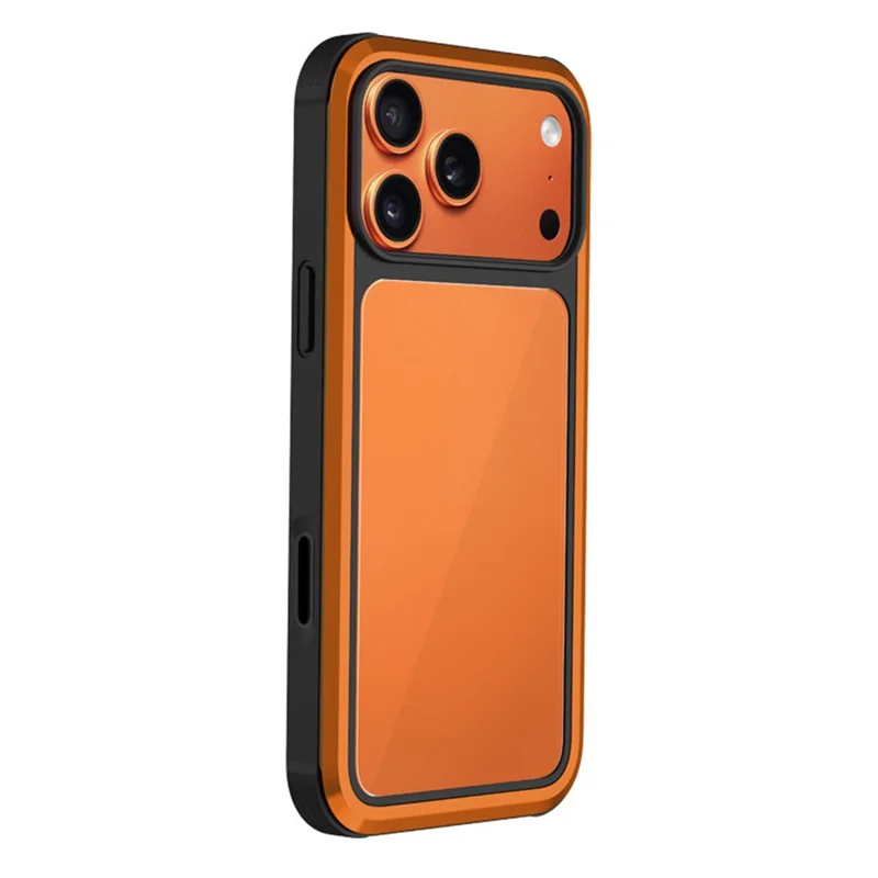 KZDOO Coque pour iPhone 17 Pro Max Antichoc avec Cadre en TPU+PC+Métal ARES, Coque de Téléphone avec Bouton Al Tactile - Orange