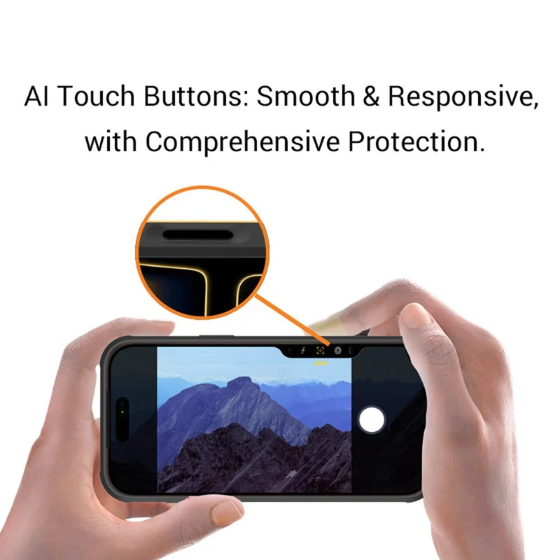 KZDOO Coque pour iPhone 17 Pro Max Antichoc avec Cadre en TPU+PC+Métal ARES, Coque de Téléphone avec Bouton Al Tactile - Orange