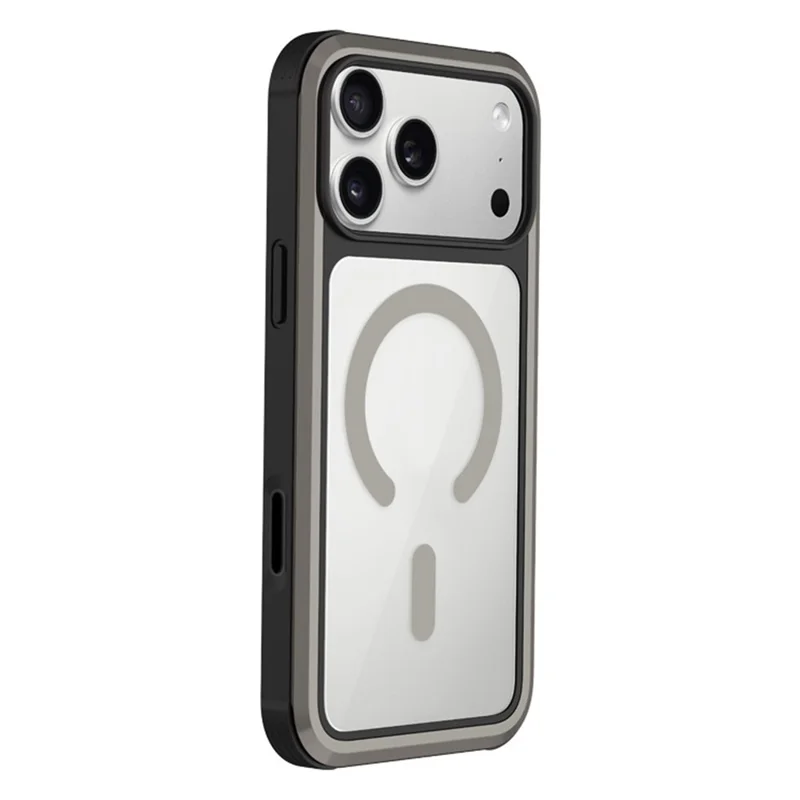 KZDOO Coque pour iPhone 17 Pro Max Compatible avec MagSafe Cadre Métallique TPU + PC Étui pour Téléphone avec Bouton Al Touch - Gris Titane