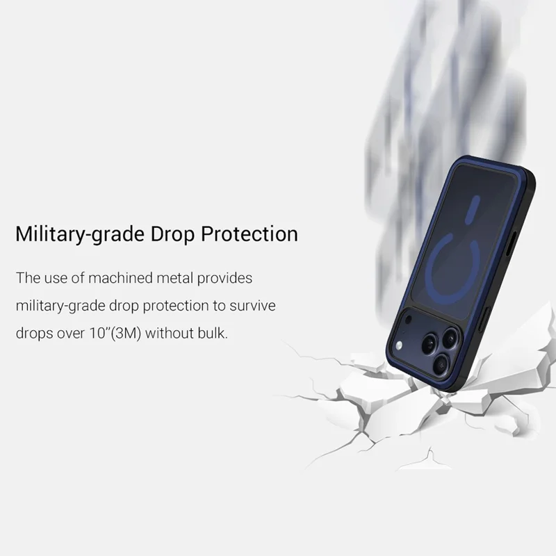 KZDOO Coque pour iPhone 17 Pro Max Compatible avec MagSafe Cadre Métallique TPU + PC Étui pour Téléphone avec Bouton Al Touch - Gris Titane