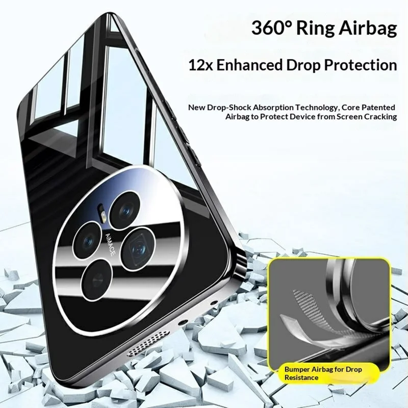 Funda para Honor Magic8 5G, carcasa trasera de policarbonato con recubrimiento electroplateado y protector de lente de cámara - Negro