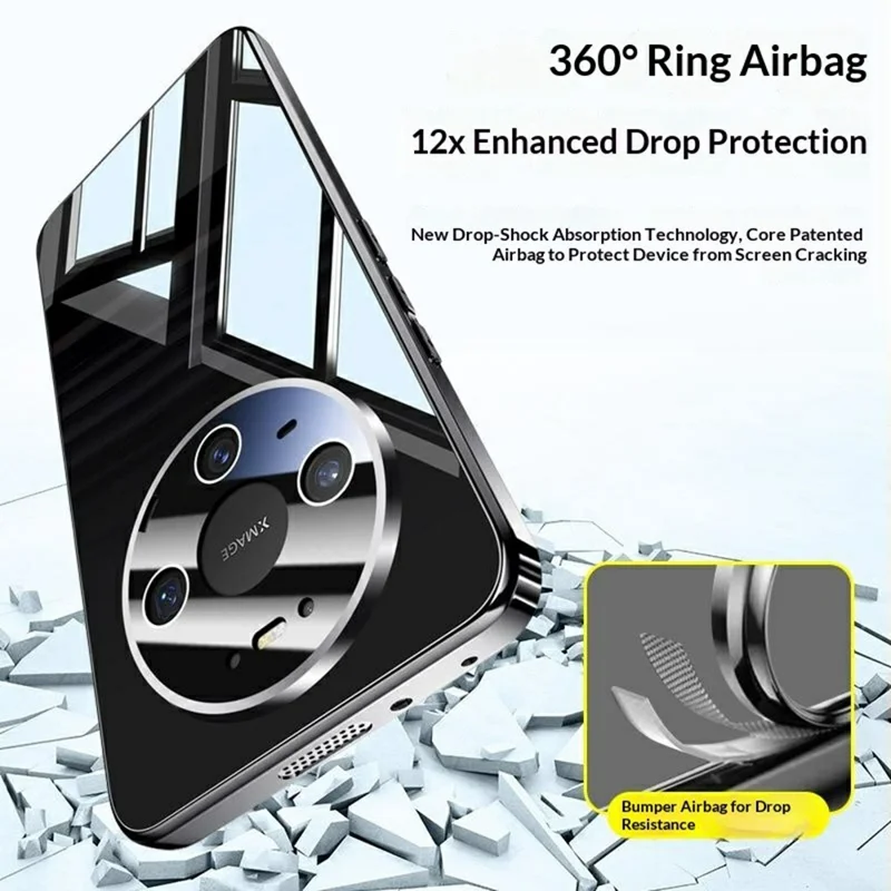 For Huawei Mate 80 Case Electroplating PC Phone Back Cover with Camera Lens Protector - Black